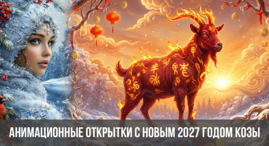 Анимационные открытки с Новым 2027 годом Козы