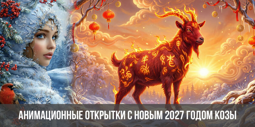 Анимационные открытки с Новым 2027 годом Козы
